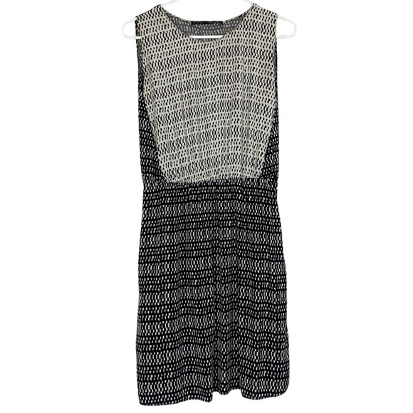 Zara Colorblock Dress Womens Size Small Sleeveless Black White Geometric Pockets - Picture 1 of 9